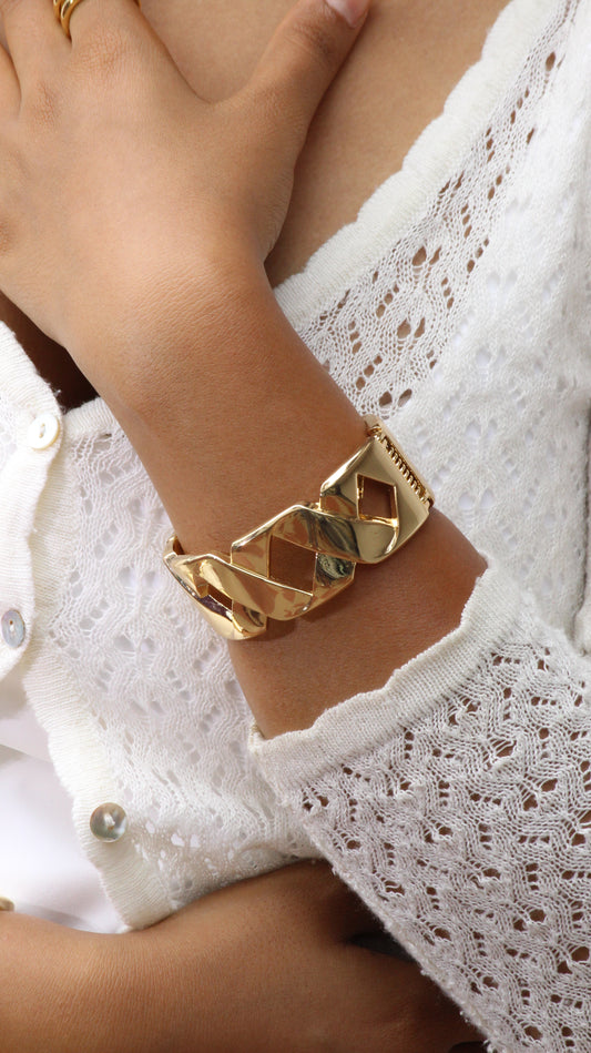 Stellar Thread Bracelet on a wrist with a white lace garment