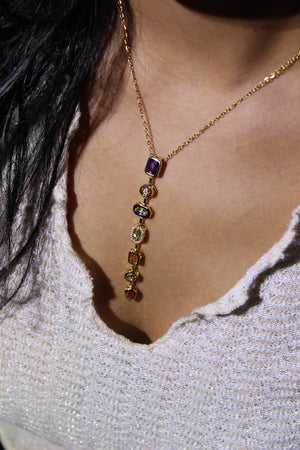Pastel Pour Necklace on a model's neck