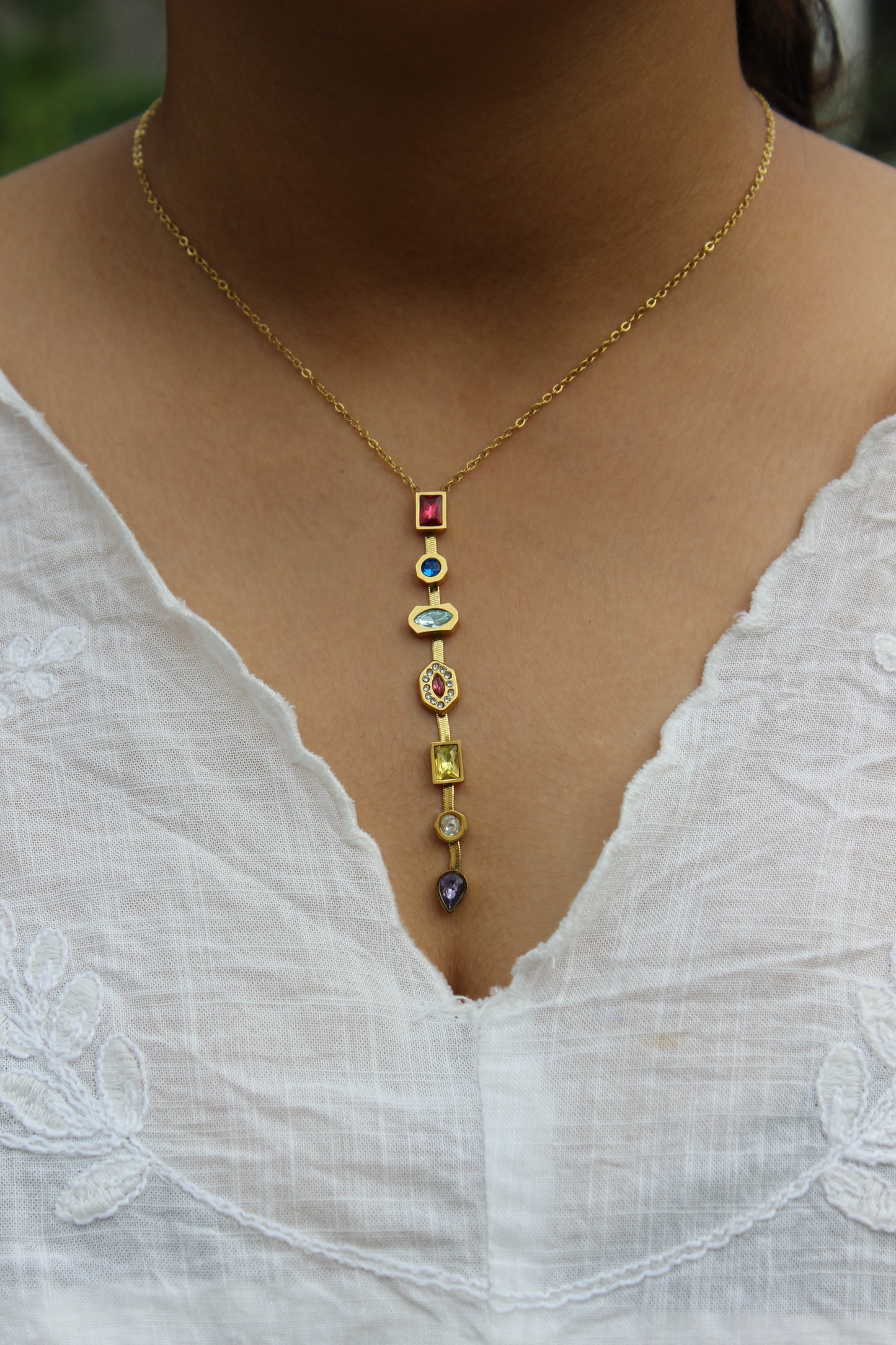 Gemline Necklace on model's neck