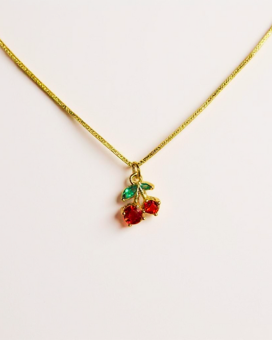 Cherry Glint Pendant Necklace on a white background