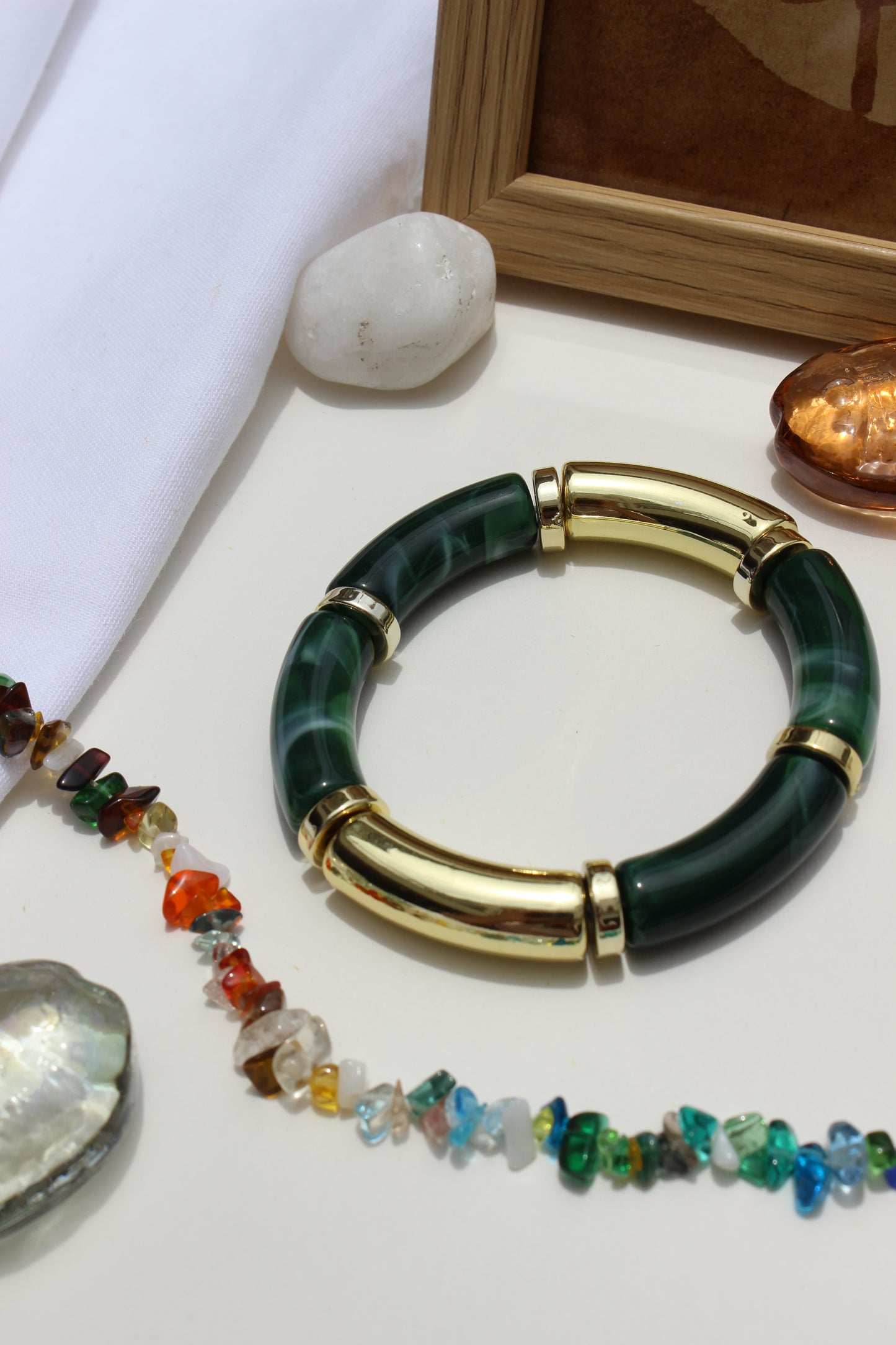 Amazonia Bangle Bracelets on a light surface