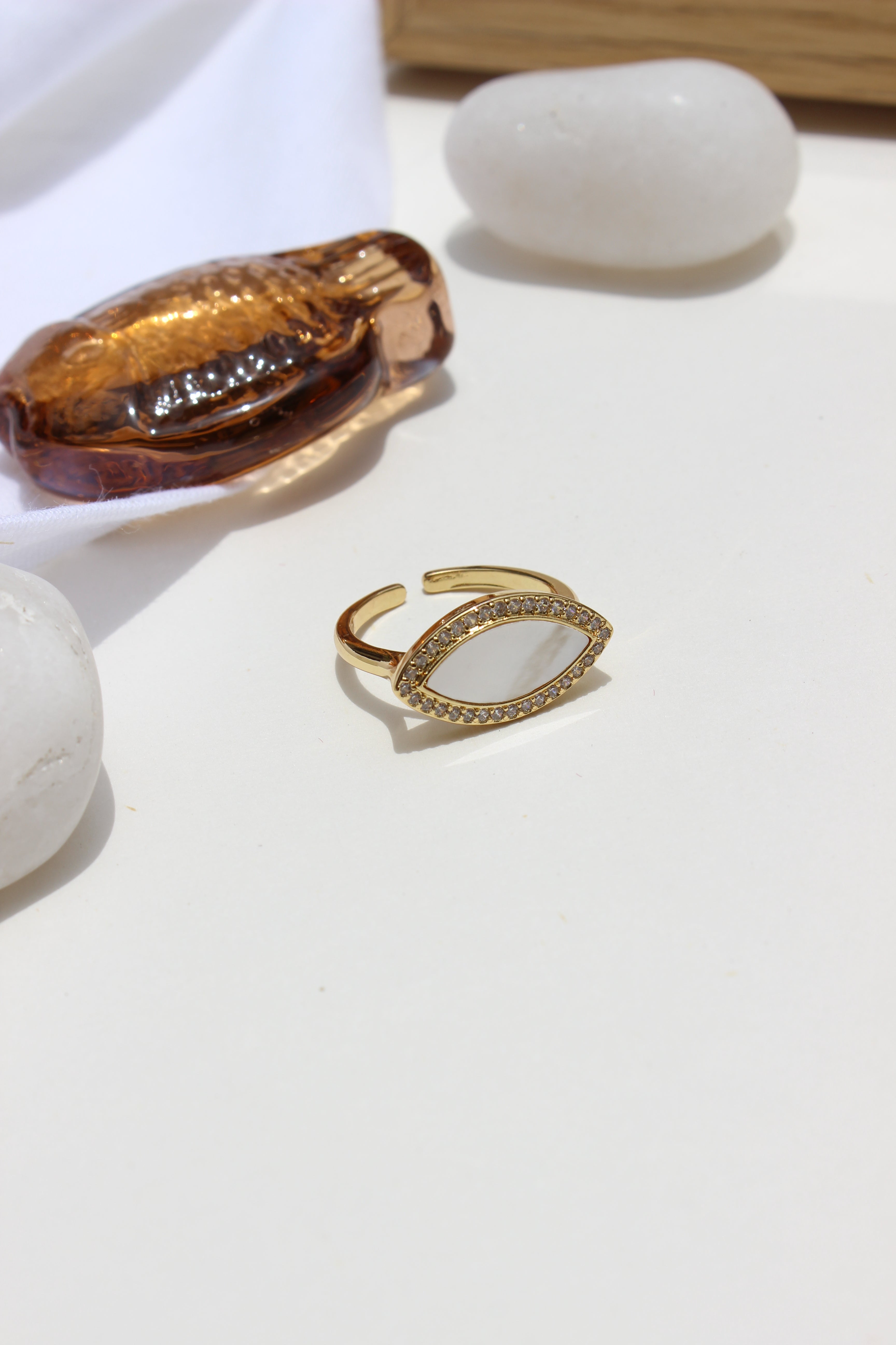 Moon Promise Ring on a white surface