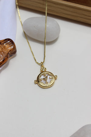 Elegant Whitespell Pendant Necklace with butterfly charm on white background