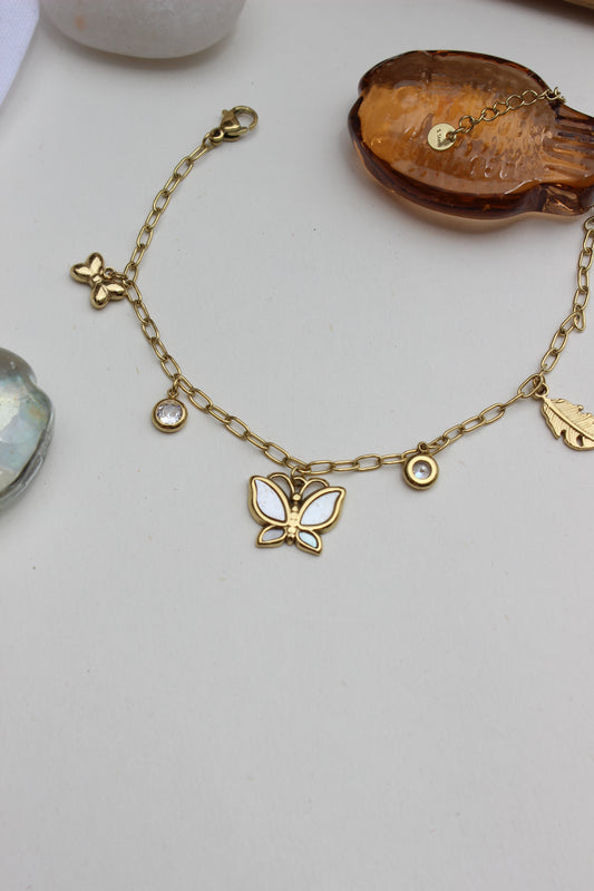 Honey & Moonlight Charm Bracelet on a light gray background