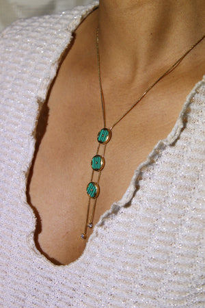 Green Mirage Necklace on model's neck