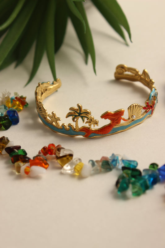 Shoreline Serenade Cuff Bracelet on a plain background