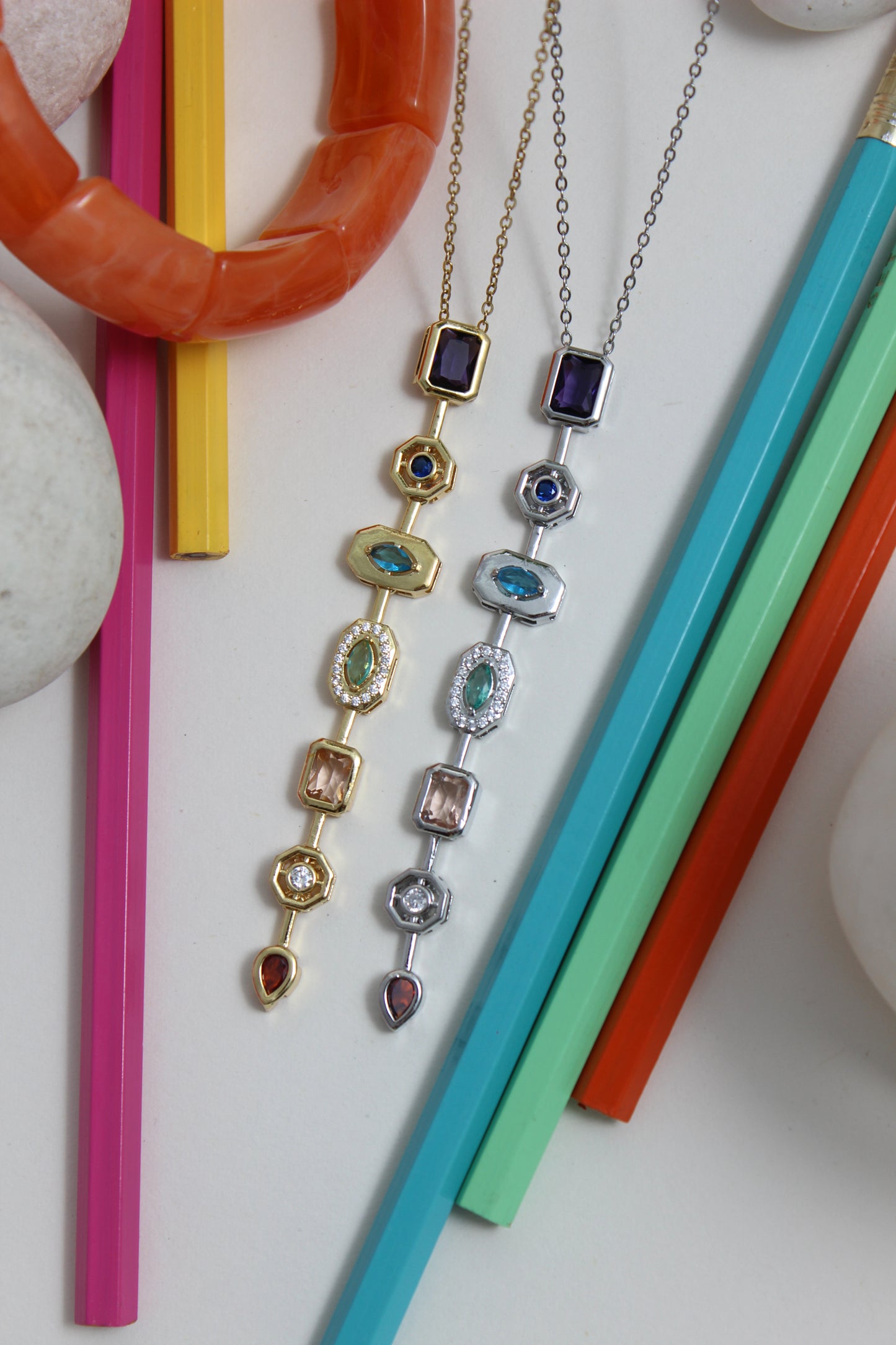 Argent Pastel Pour Necklace on a white surface