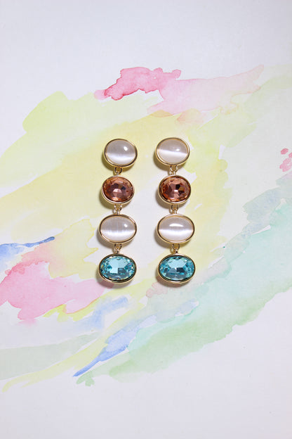 Morning Dew Earrings on a watercolor background