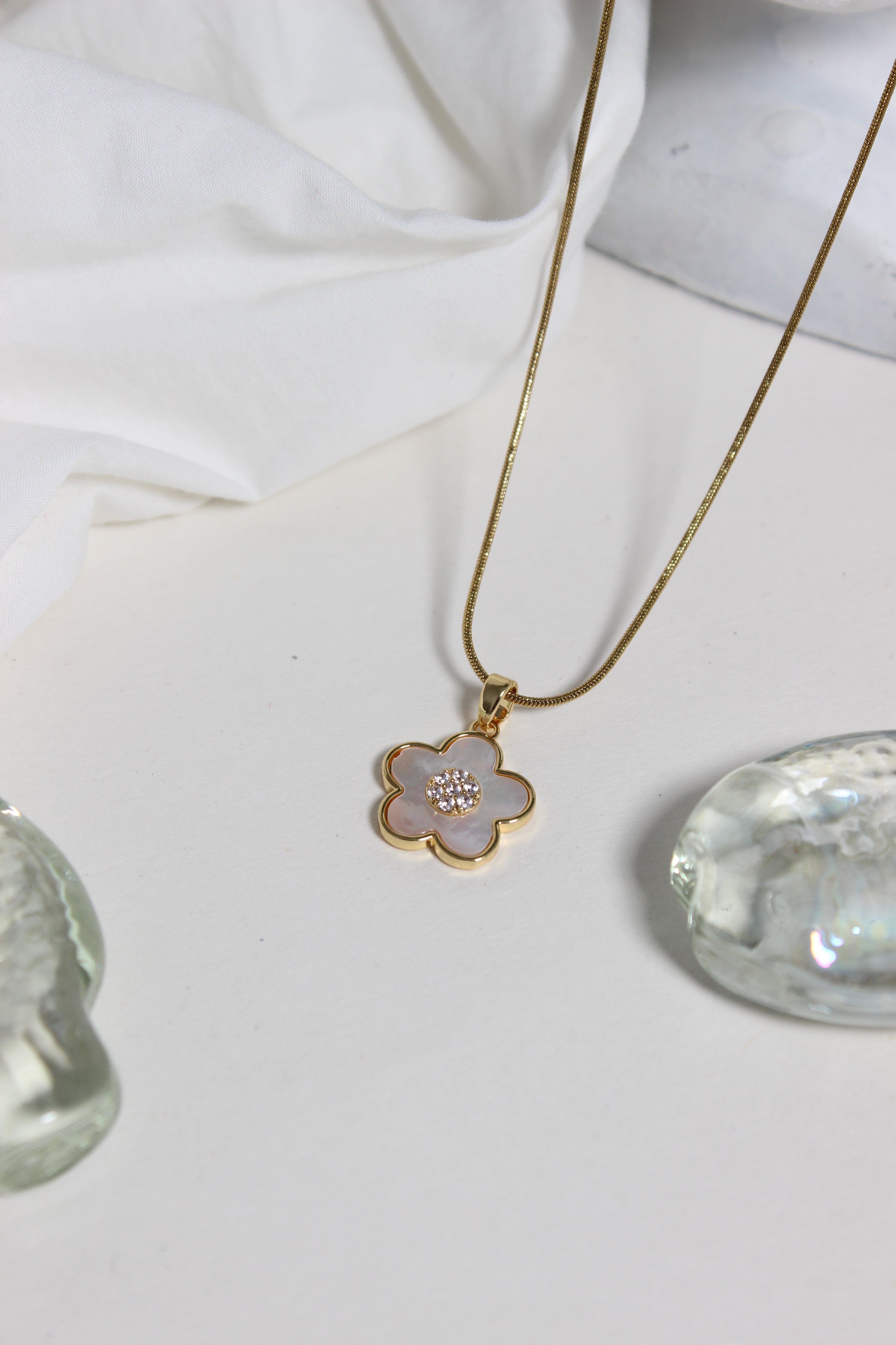 Moonflower Pendant Necklace on a white background