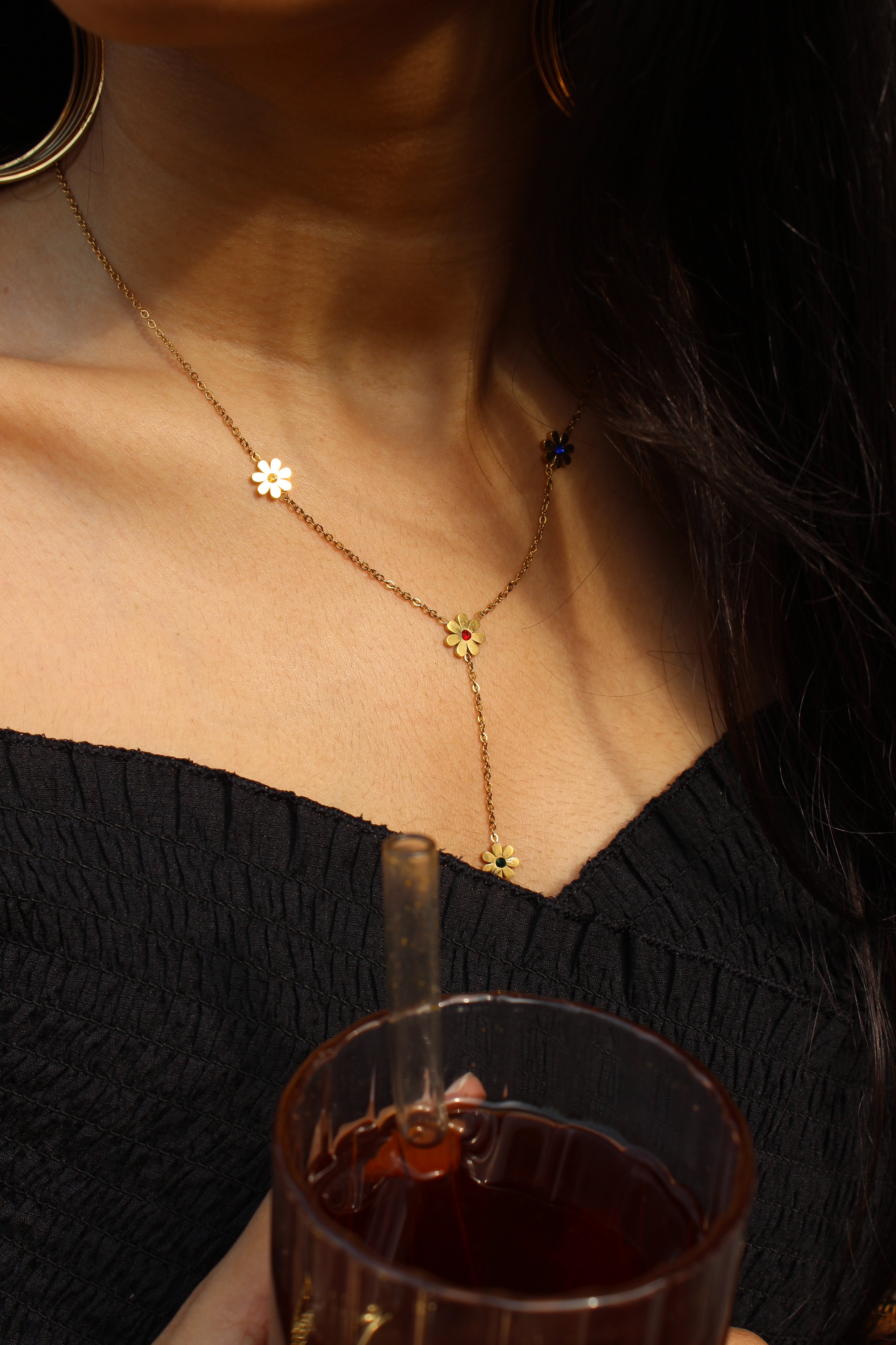 Five Blossoms Lariat Necklace