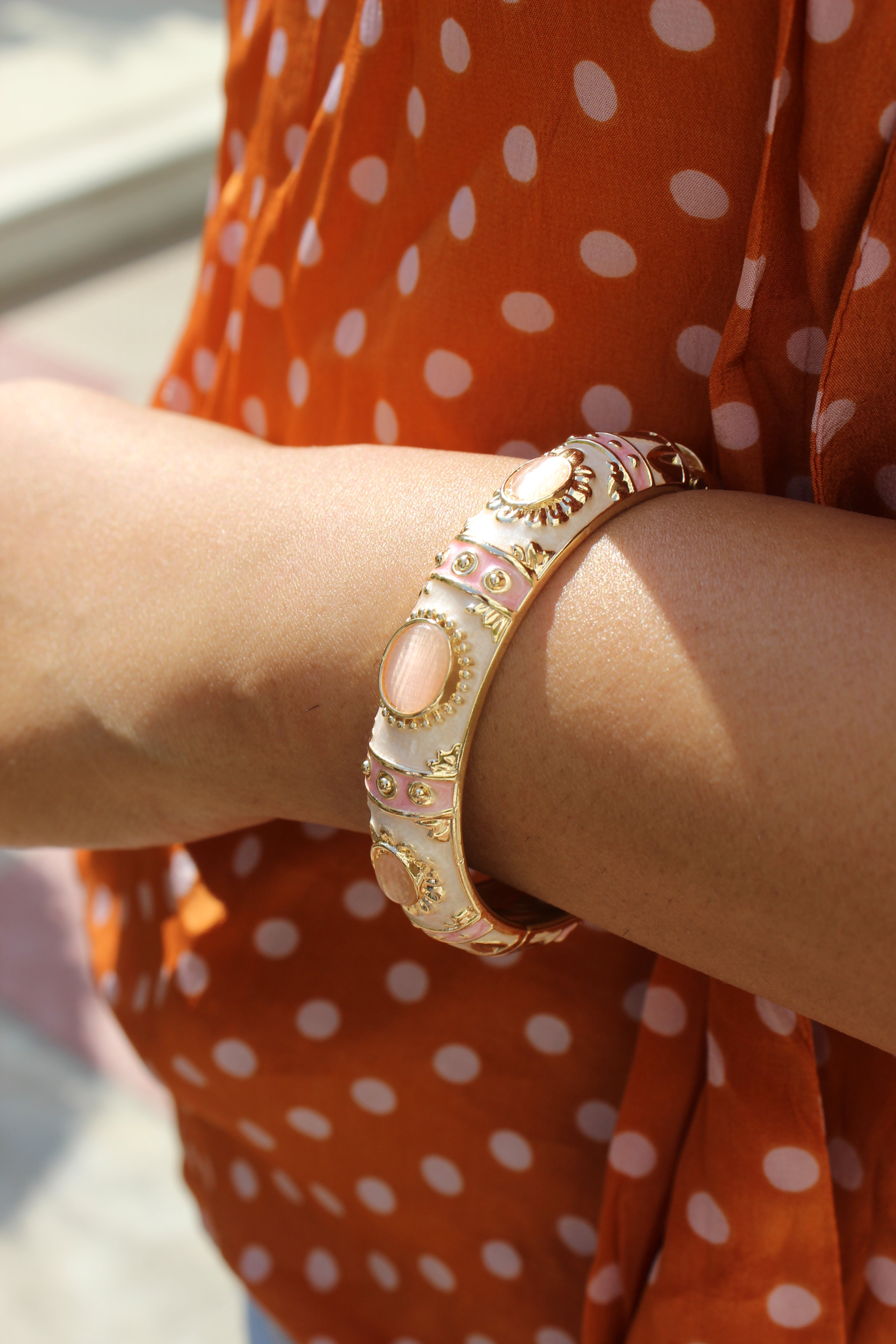 Roselle Enamel Bangle Bracelet