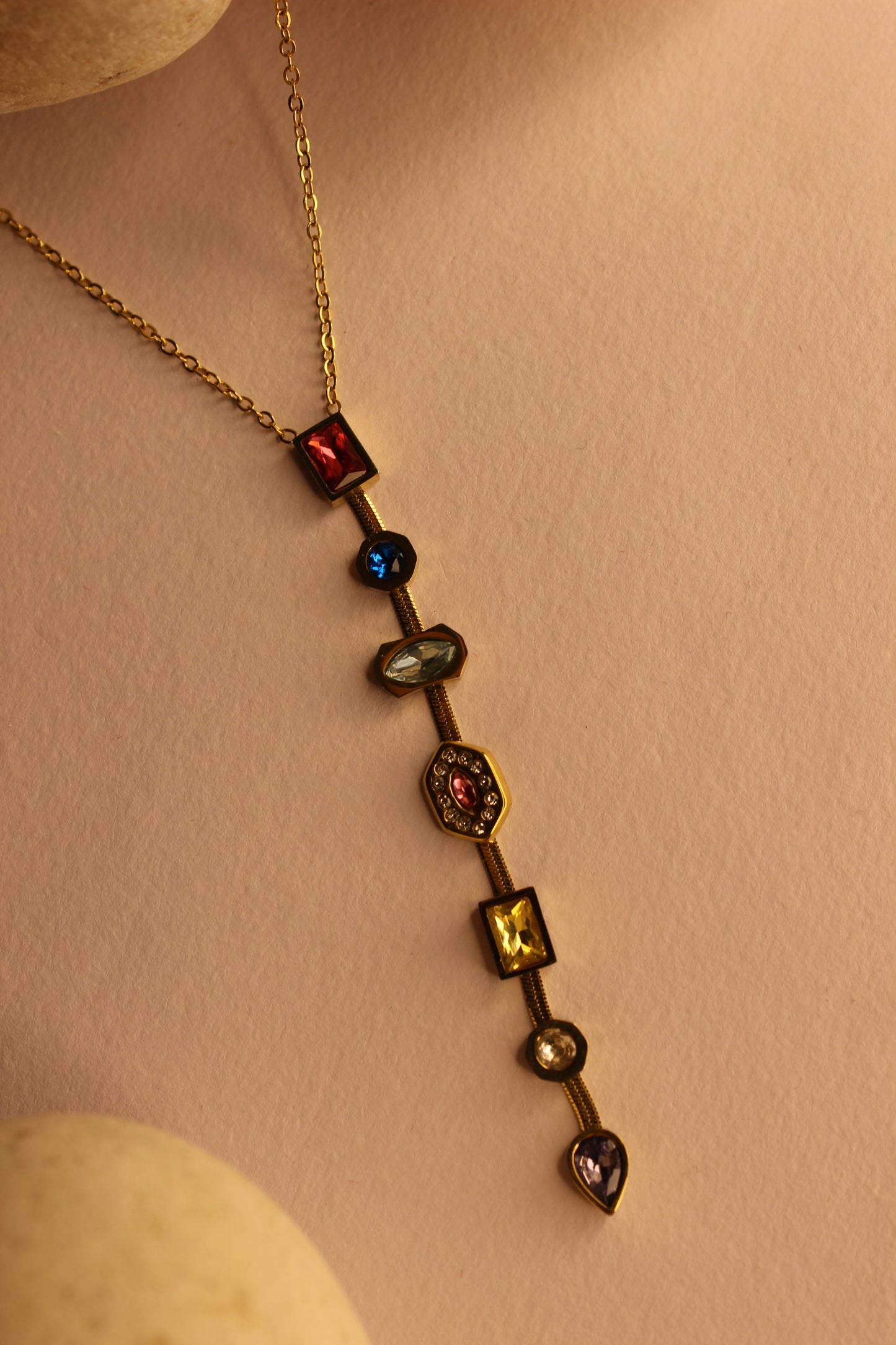 Gemline Necklace on a beige background