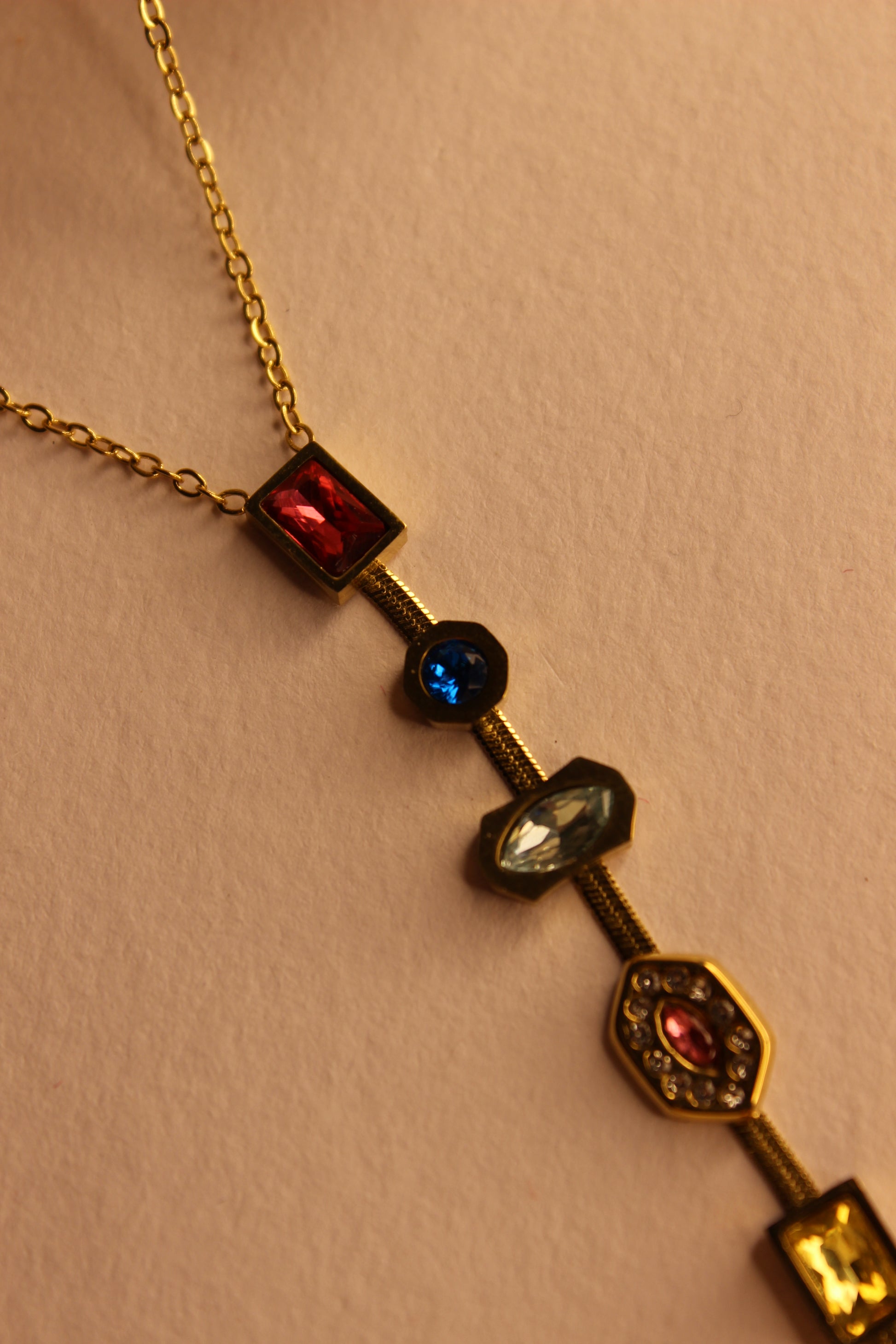 Gemline Necklace on a light brown background