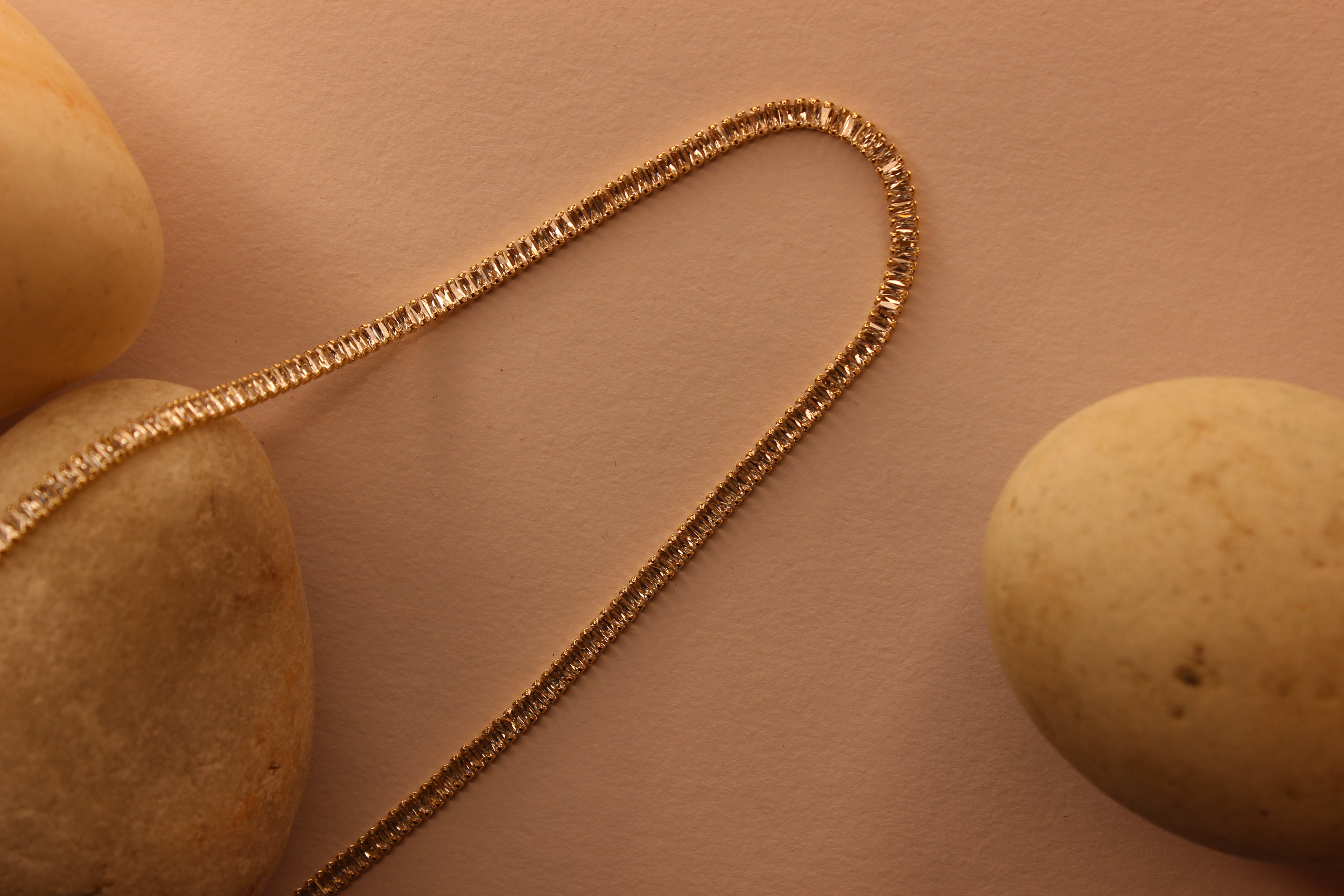 Twilite Necklace on yellow background