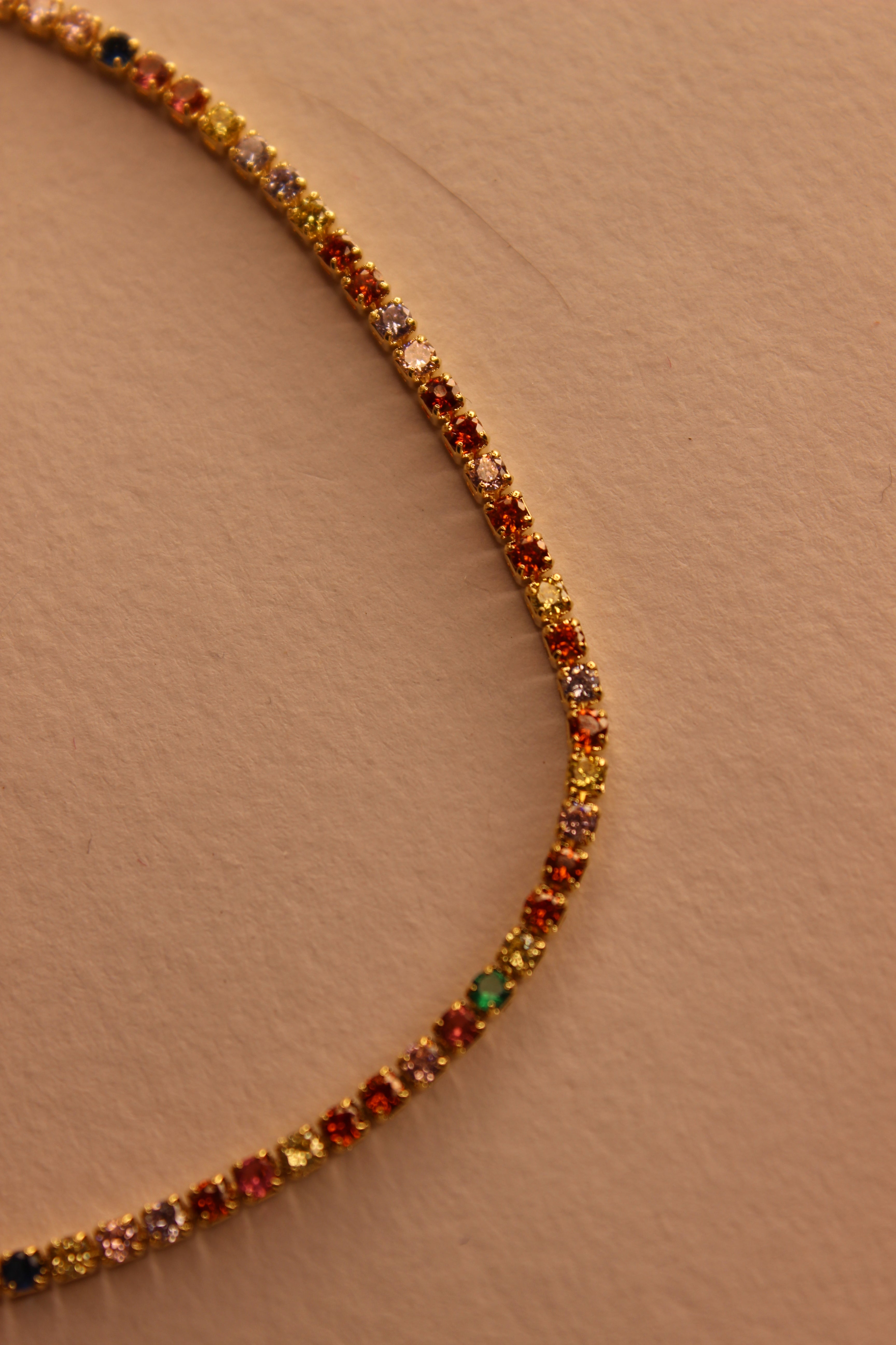 Colorbind Necklace on a yellow background