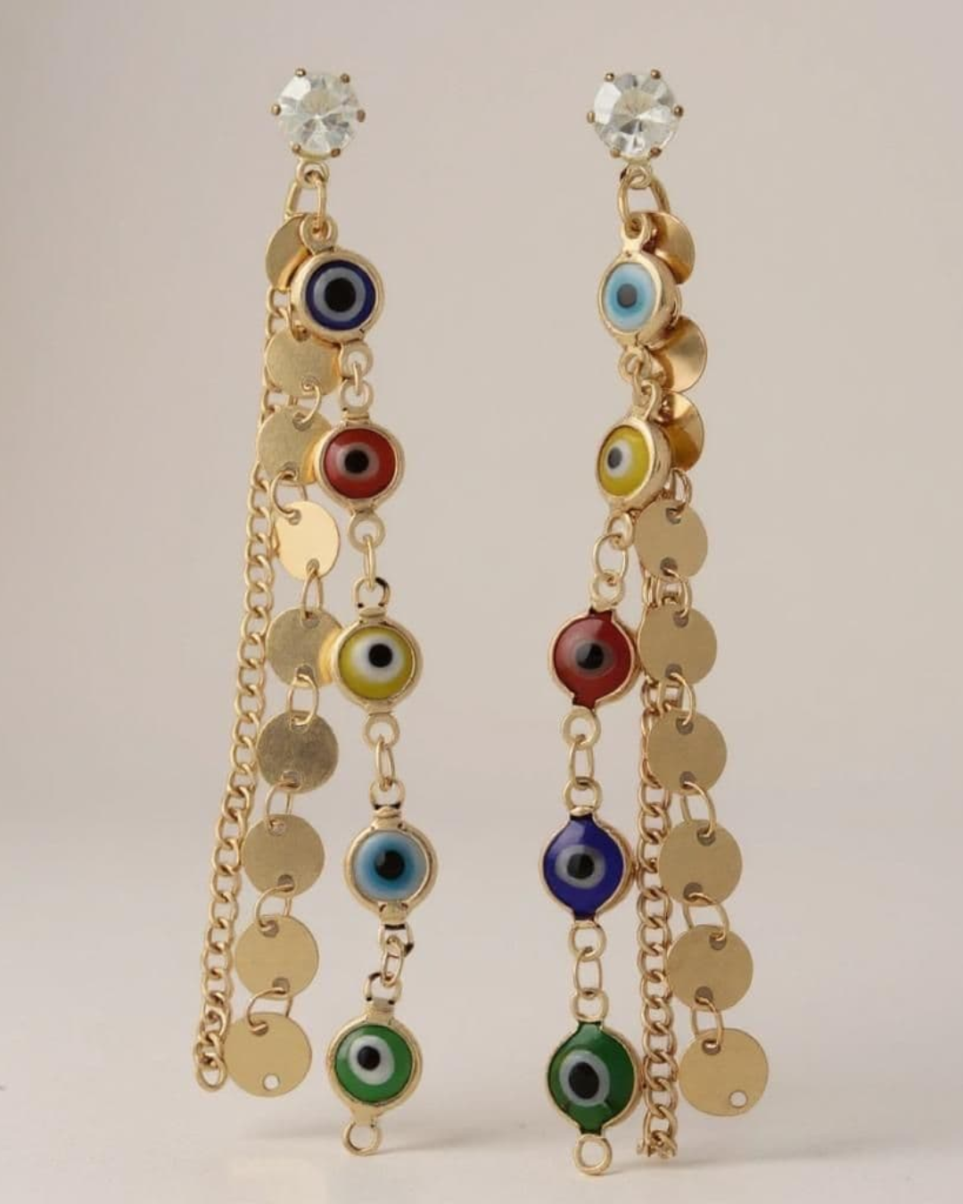 Kaleidogaze Long Dangle Earrings on a light background