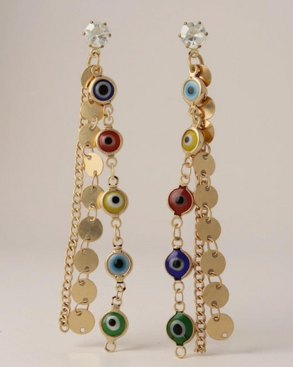 Kaleidogaze Long Dangle Earrings on a light background