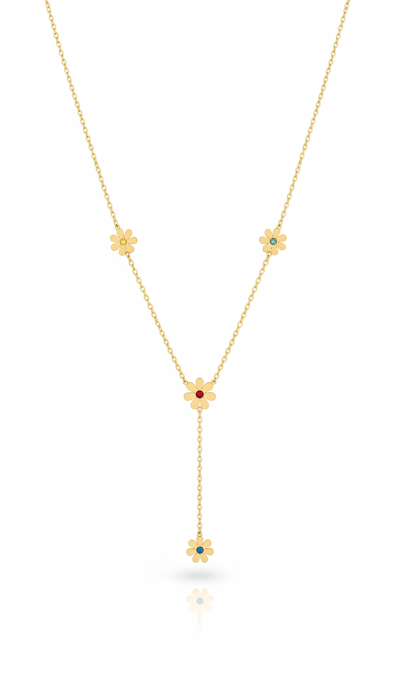 Five Blossoms Lariat Necklace