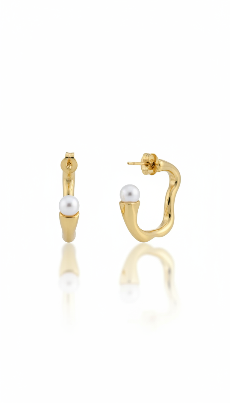 Pearl Fold Half Hoop Earrings