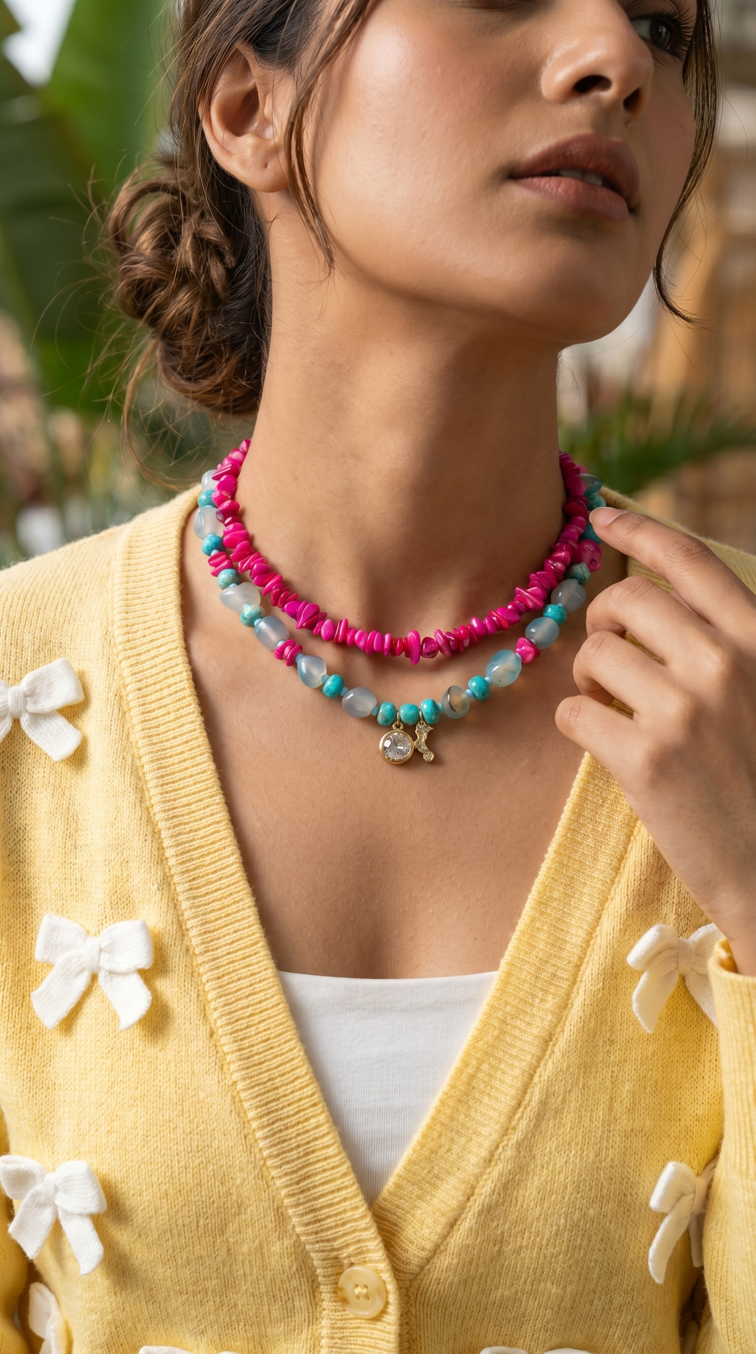 Dragonfruit Daiquiri Layered Beaded Necklace