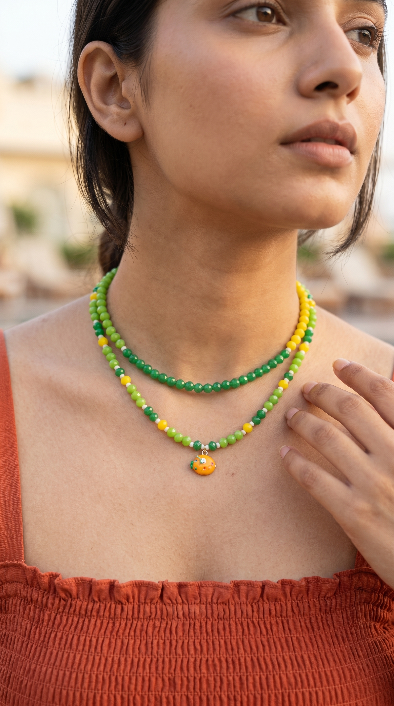 Lime Lagoon Layered Beaded Necklace