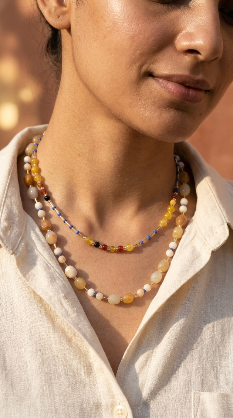 Ivory Mosaic Layered Necklace