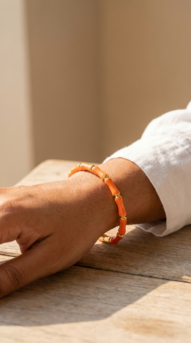Coral Bamboo Bracelet