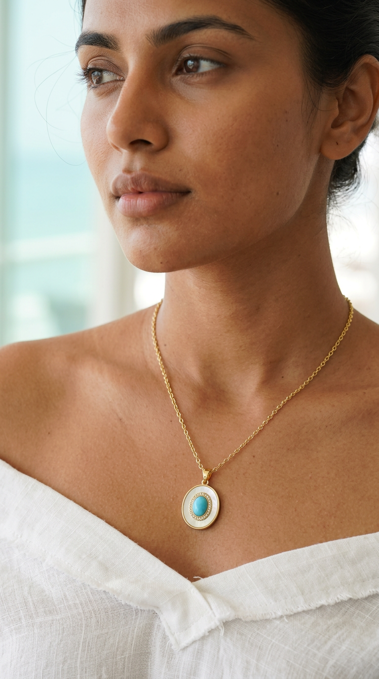 Turquoise Halo Medallion Necklace