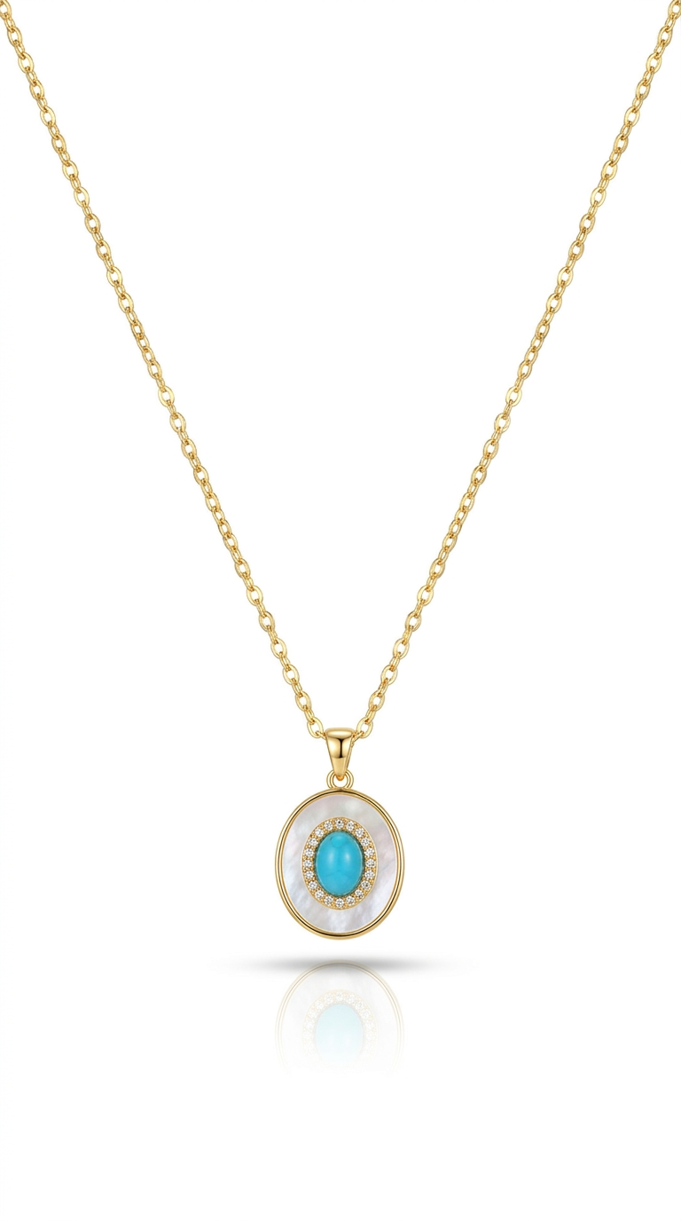 Turquoise Halo Medallion Necklace
