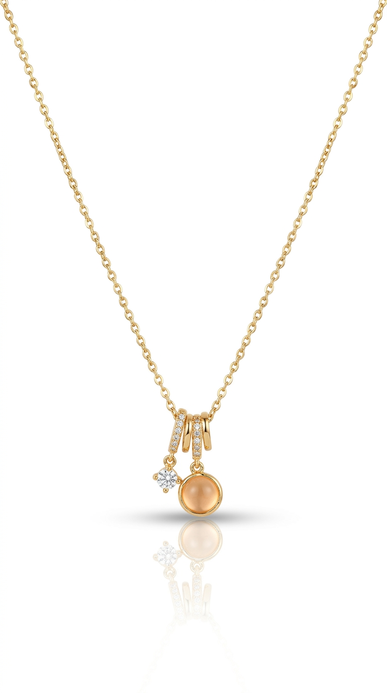 Citrine Duo Charm Necklace