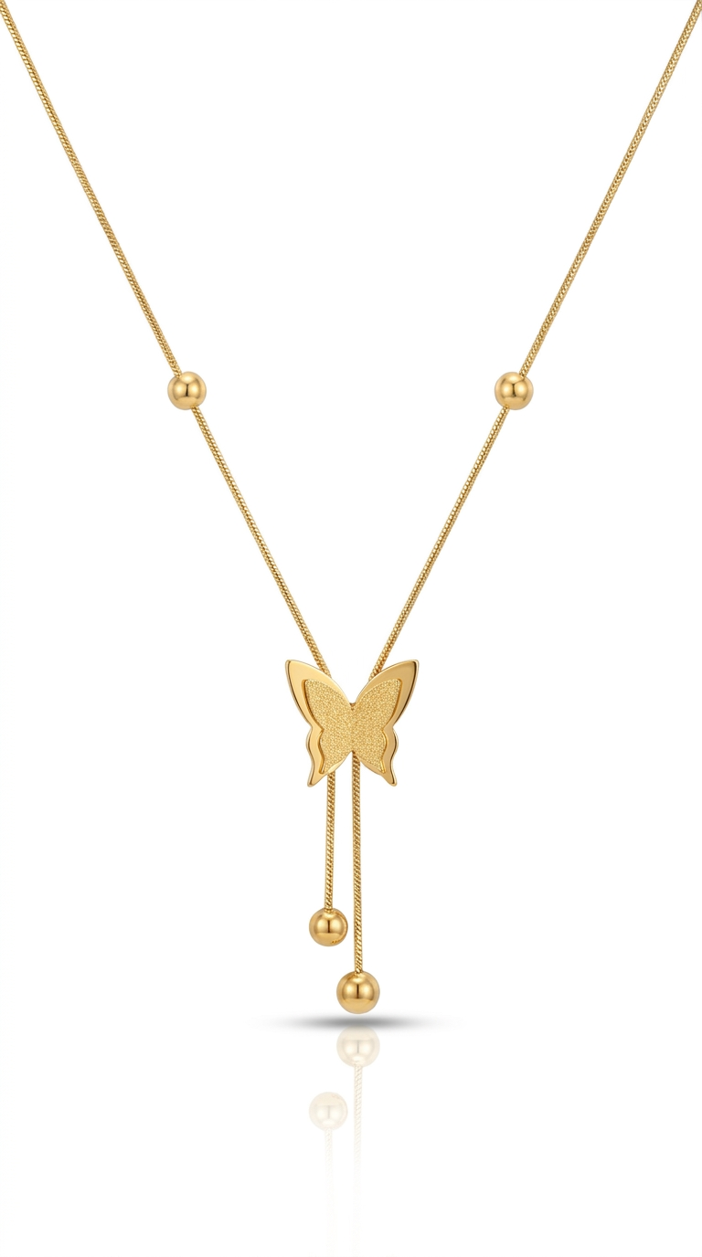Golden Butterfly Lariat Necklace