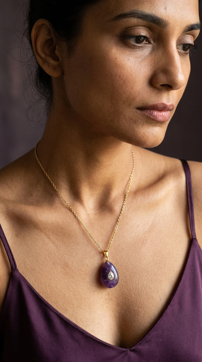 Amethyst Drop Necklace