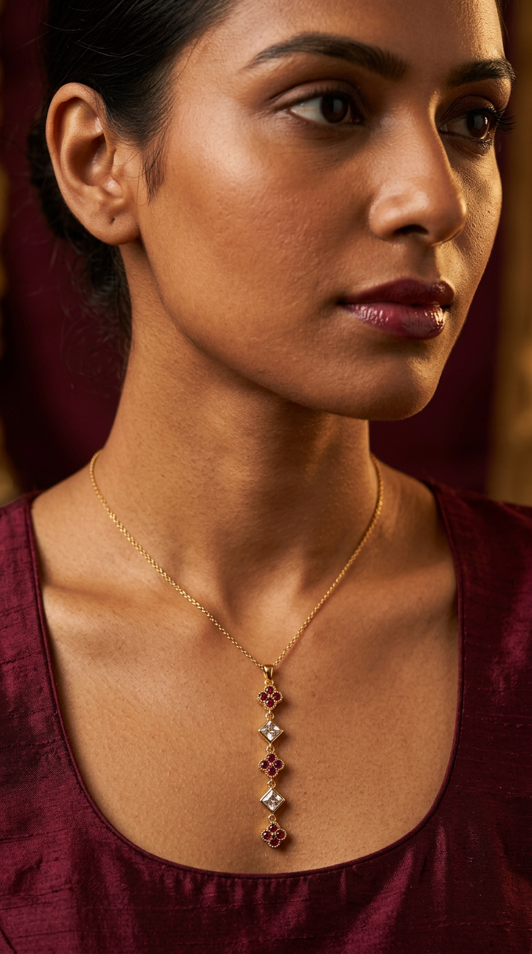 Ruby Clover Drop Necklace