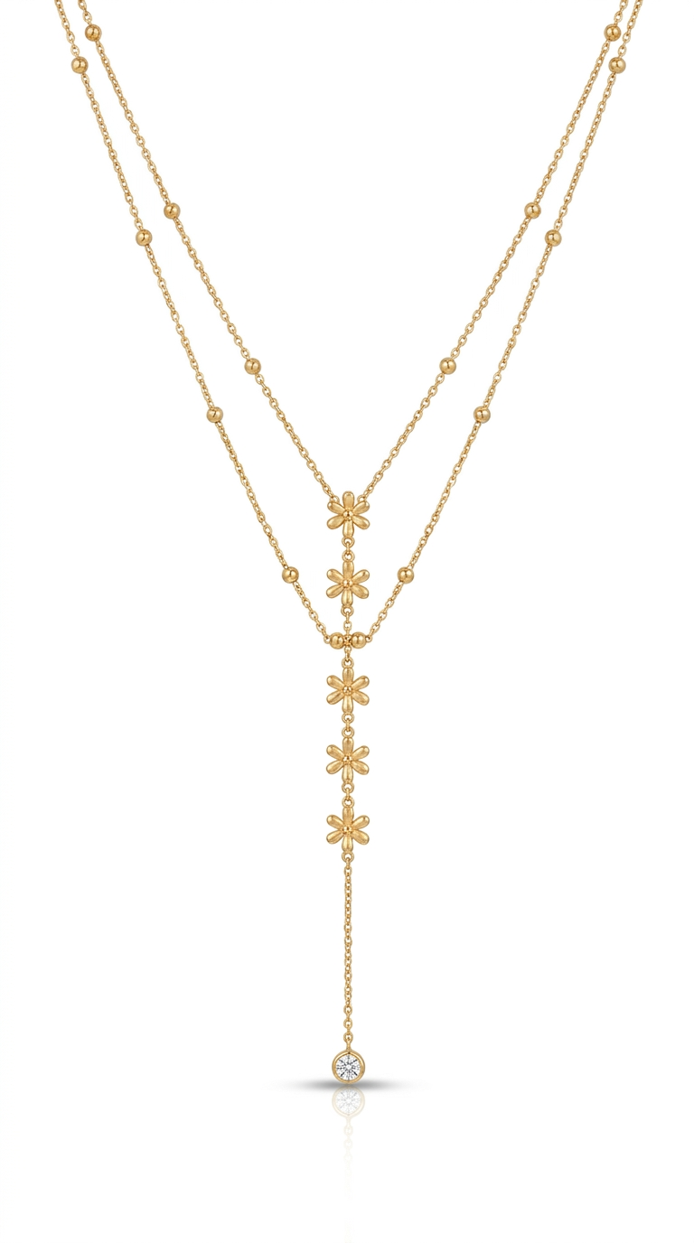 Daisy Lariat Layered Necklace